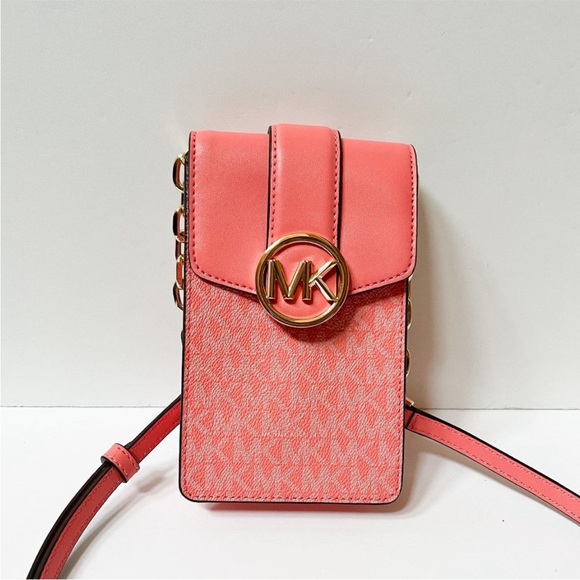 Michael Kors Handbags - Michael Kors Carmen Small
Phone Crossbody Bag MK
Grapefruit Pink